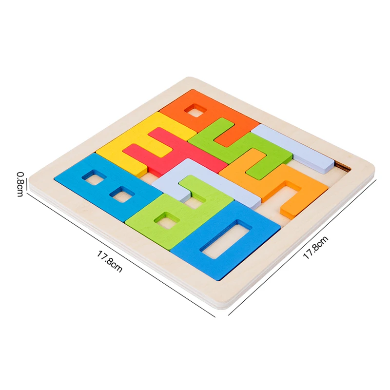Colorful 3D Puzzle Wooden Tangram Math Toys Cube Game Children Pre-school Magination Shapes Digit Educational Toy for Kids jigsaw puzzles wooden jigsaw puzzles wooden puzzle toys educational puzzles mini jigsaw puzzle