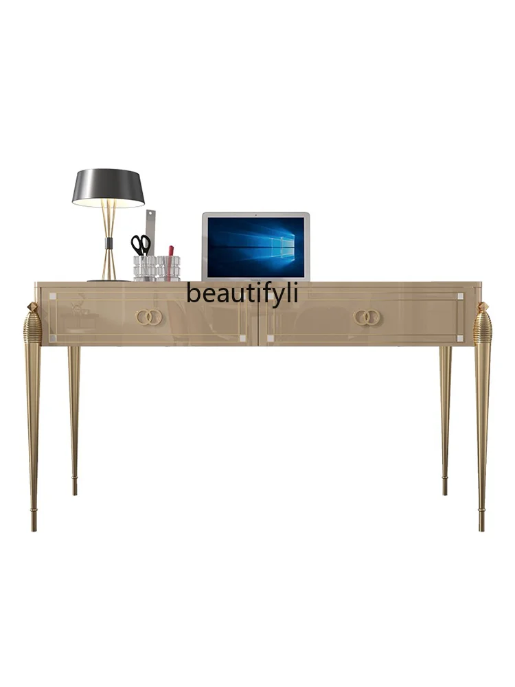 Light Luxury Desk Post-Modern Simple Bedroom Computer   High-End Home Desk Paint Study Integrated Desk Chair