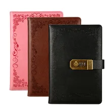 

A5 Leather Code Book Paperback Notebook with Lock Buckle Planner Agenda 2022 Thickened Diary Sketchbook
