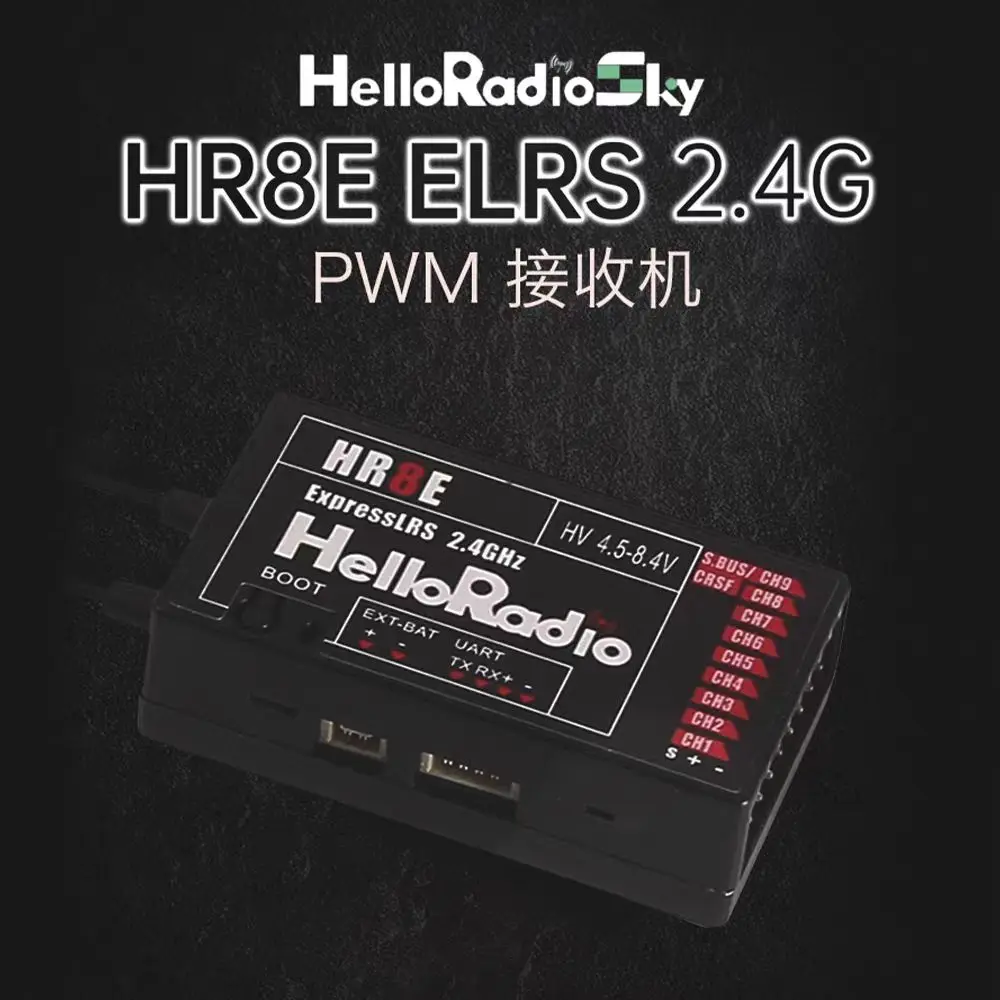 Récepteur ELRS HelloRadio HR8E 2.4G PWM 9CH pour avion RC