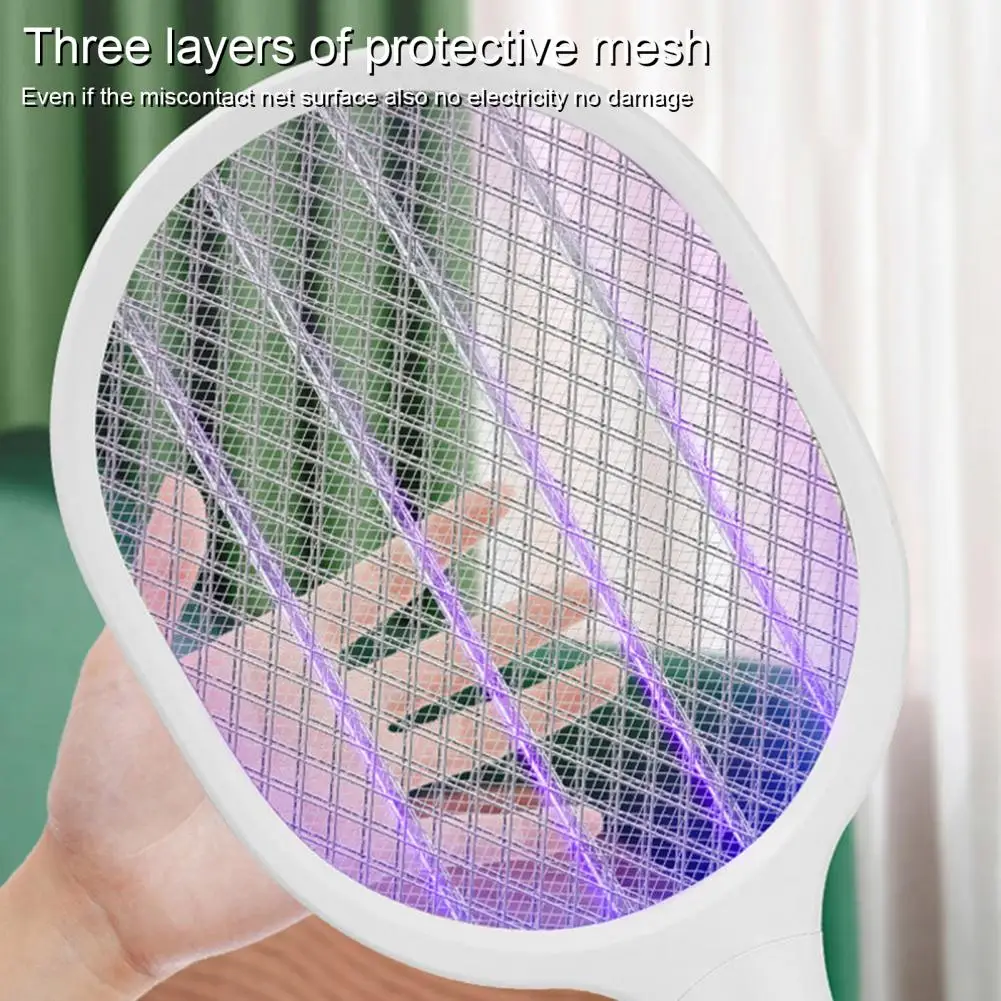 1 Set Electric Mosquito Racket Safe Plastic Electric Mosquito Swatter High Power Multi-functional Fly Swatter Trap Home Supply