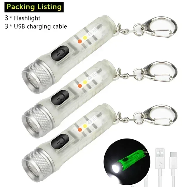 Mini Lampe Torche Porte-Clés Rechargeable – LED, Étanche, Power Bank, Modes Multiple