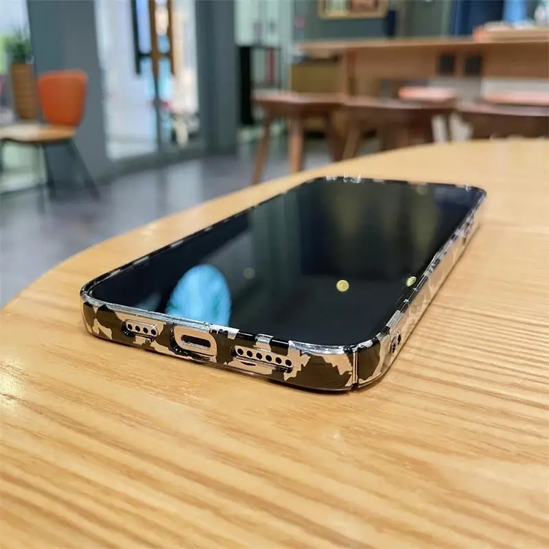 Gorgeous Noble Black Leopard Print Pattern Hard PC Case Transparent For iPhone 15 14 13 12 11 Pro Max Clear Shockproof Cover Men