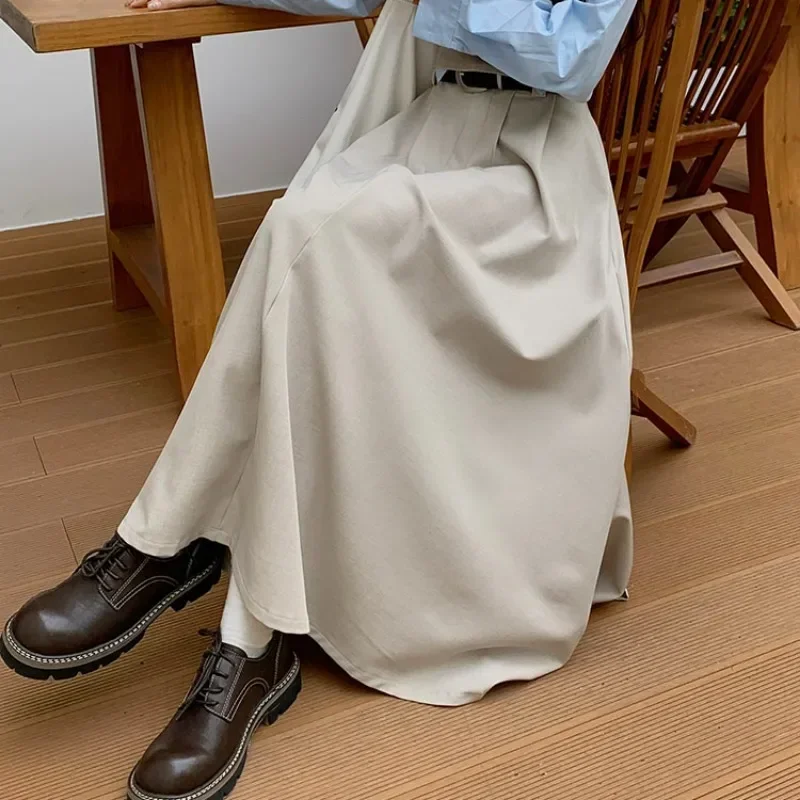Long Skirts Women Ankle Length Autumn Solid High Waist All