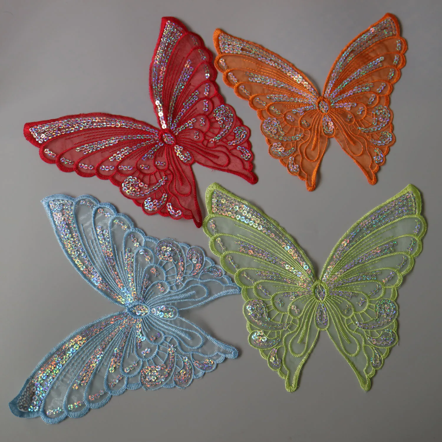 Modische 12-Farben-Schmetterlings-Spitzenapplikationen zum Aufnähen auf Kleidung, Pailletten-Stickerei-Applikation, Kleidungszubehör – Detail 28