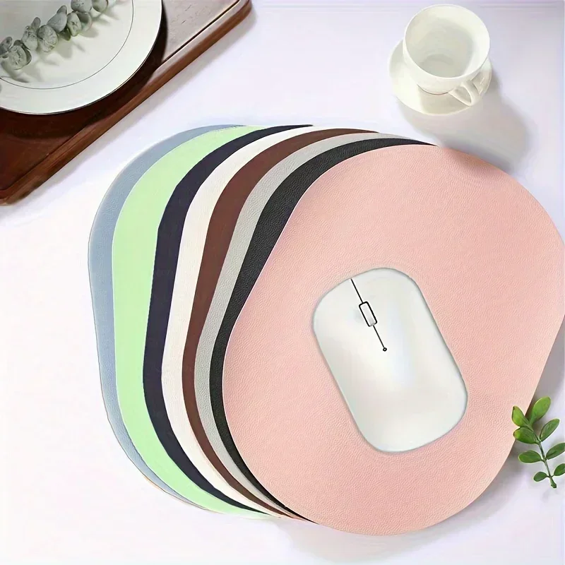 Oval Mini Mouse Pad with Non-Slip Rubber Base Waterproof Compact Mouse Mat for Laptop Computer Wireless Keyboard Tray