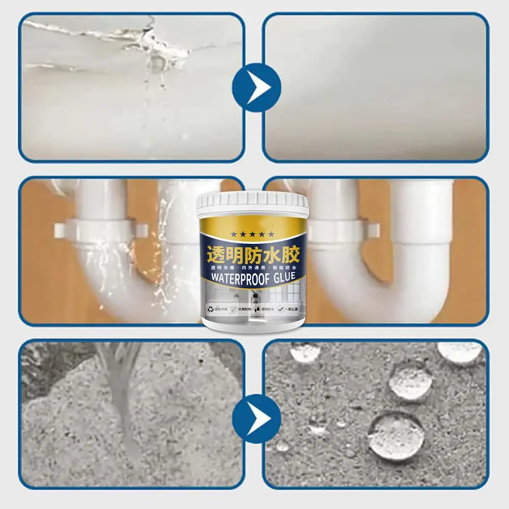 Description Picture 4 of item200g Invisible Coating Sealant With Brush Super Strong Anti-Leakage Agent Transparent Waterproof Adhesive Repairing Glue