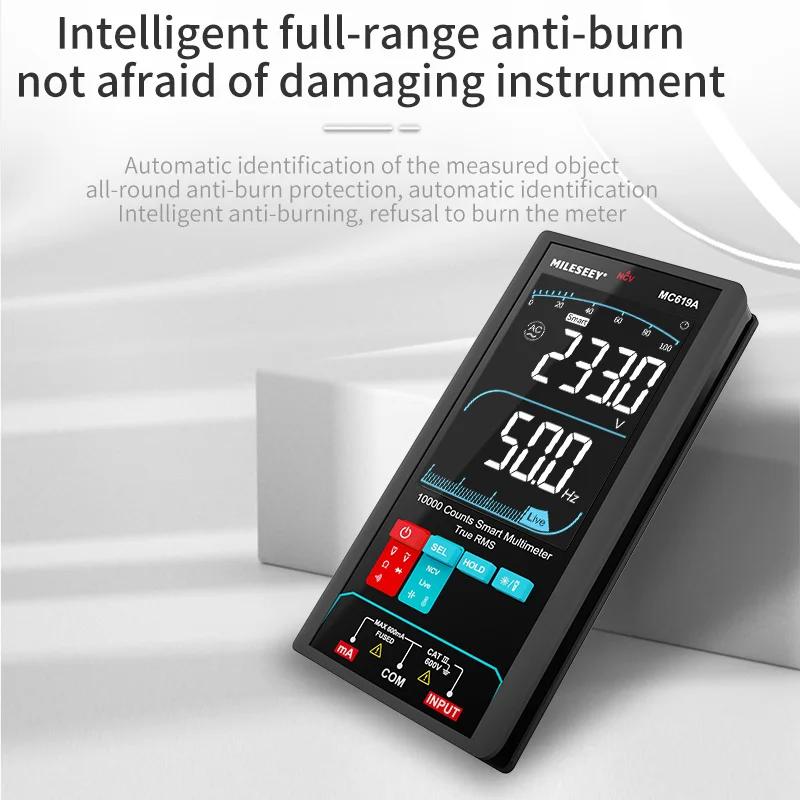 MILESEEY 9999 Counts Multimeter True RMS AC DC NCV Multimentro Digital MC619 Professional Digital Multimeter 6