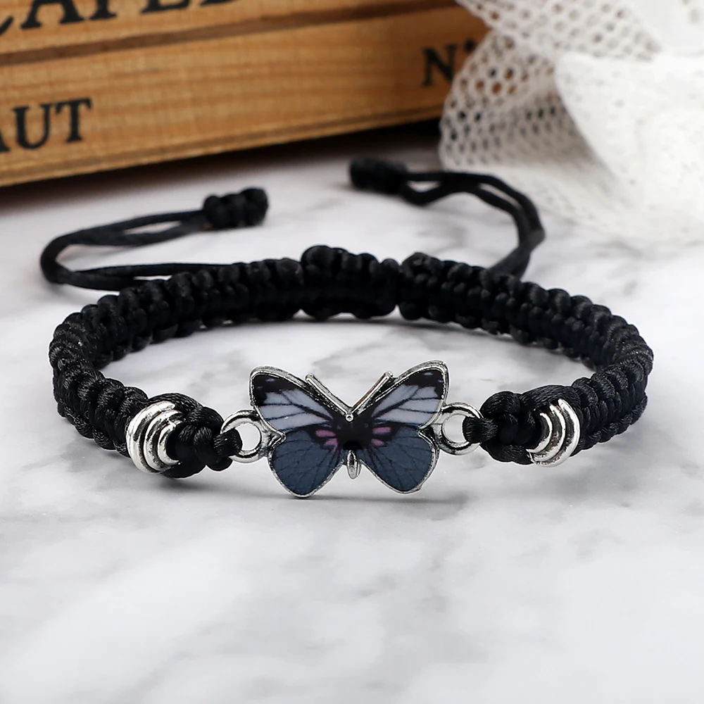 Butterfly Fashion Bracelet Classic Braided Rope Chain Handmade Bracelets for Women Men Adjustable Jewelry chain bracelet