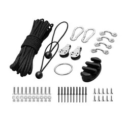 Universal Kayak and Canoe Anchor Trolley Kit with Hardware Accessories (Black)