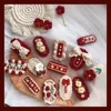 1 Pcs Pure Handmade Red Woolen Knitted Bow Hairpin Bangs Clip Girl Flower BB Clip Side Barrettes Hair Accessories 1