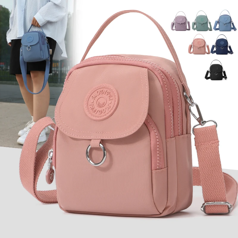 Fashionable women's phone bag with adjustable shoulder straps and multiple zippers - lightweight, durable, and portable - minima