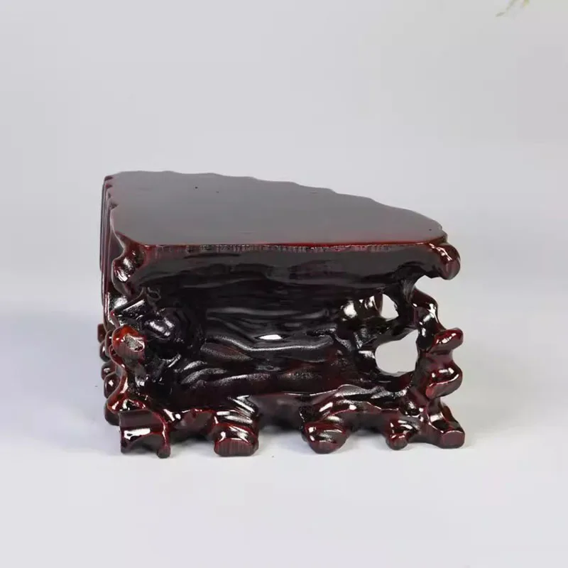 Fan-shaped stone base, solid wood carving ornament base, wooden base for home decoration
