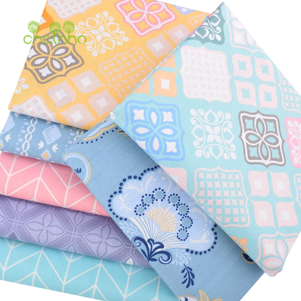 Geometric Printed Twill Cotton Fabric,DIY Sewing Quilting Patchwork Cloth,For Baby & Children Bedding Material,40x50cm,100x160cm