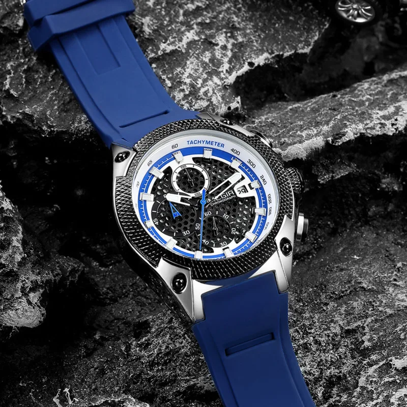 Quartz Watch For Men Sport Relogio Masculino Blue Silicone Strap Mens Watches Top Brand Luxury Luminous Waterproof  Man Watch