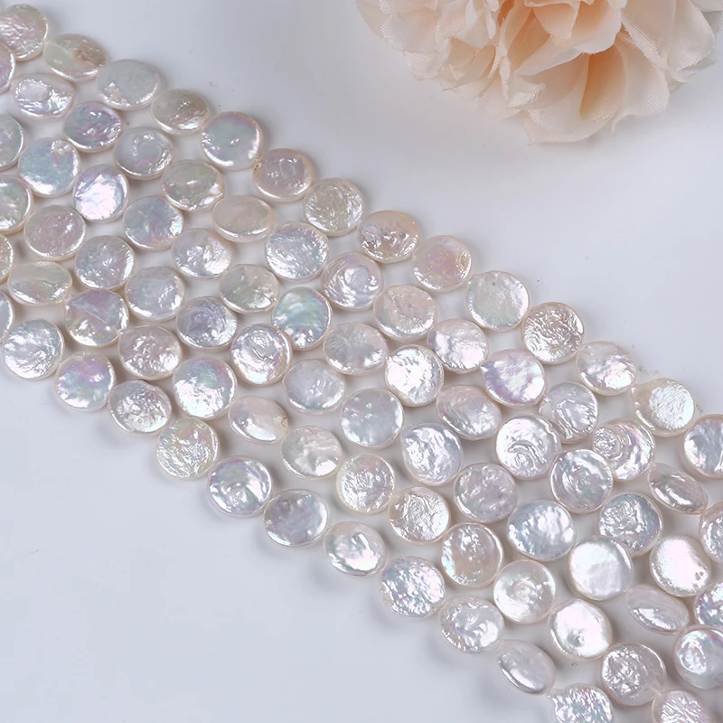 10-11mm Coin Shape Natural Freshwater Loose Wholesale Flat Bead Strand Pearl 4
