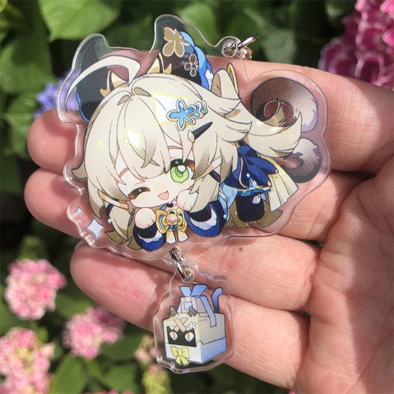 Game Impact Baizhu Mika Kaveh Kirara Cosplay Keychains Acrylic