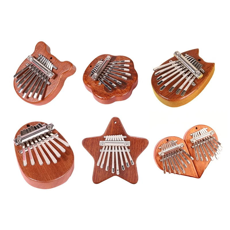 Mini Kalimba 8 Key Exquisite Finger Thumb Piano,Gift For Beginners Music Lovers Players,Cute Pendant Claw Easy Install
