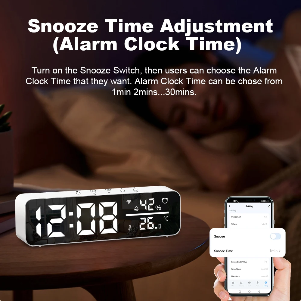 Alarm Clock Despertador Compatible Alexa Tuya WiFi Smart
