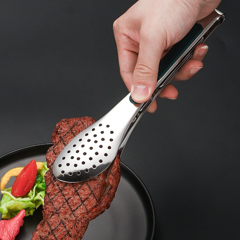 1PC Stainless Steel Food Tongs BBQ Meat Salad Bread Clip Barbecue Grill Non-Slip Clamp Cooking Tools Kitchen Accessories