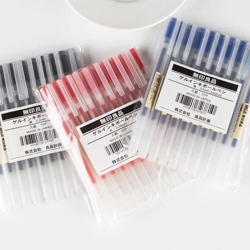 Gel Pens Color Pen Set Ballpoint Pen Colored Pens 5Pcs/Set kawaii Gel Pen Black/Red/Blue 0.38mm/0.5mm Ink Japan Color MUJIs Pen Office School Ballpoint Stationery