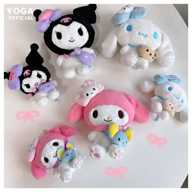 

20cm Sanrioed Cute Cartoon My Melody Cinnamoroll Kuromi Plush Toys Kawaii Anime Bag Series Plushie Doll Keychain Kids Toy Gift