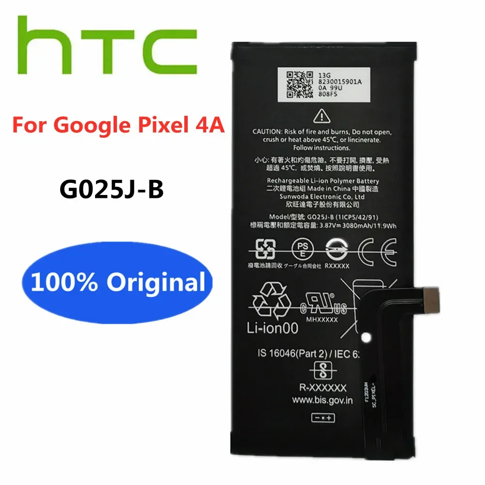 

3080mAh G025J-B 100% Original Battery For HTC Google Pixel 4A Pixel4A G025J B 4G Smart Mobile Phone Batteries Bateria