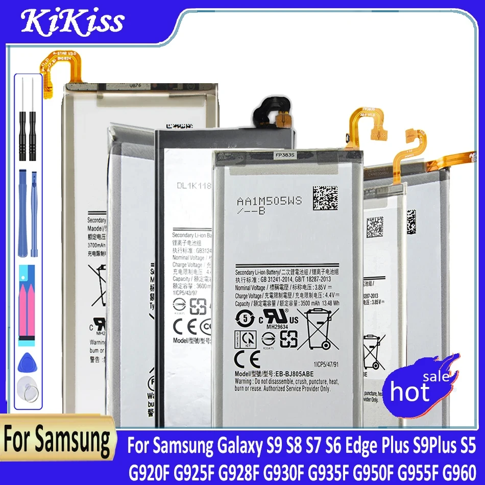 

Battery For Samsung Galaxy S9 S8 S7 S6 Edge Plus S9Plus S5 Replacement Bateria G920F G925F G928F G930F G935F G950F G955F G960