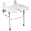 Foldable Shower Chair Bench Wall Mount Space Saving Seat 16x16 Inches White Adjustable Legs FSA HSA Eligible Aluminum 250lb 1