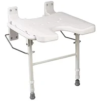 Foldable Shower Chair Bench Wall Mount Space Saving Seat 16x16 Inches White Adjustable Legs FSA HSA Eligible Aluminum 250lb 1