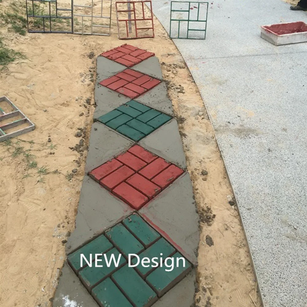 Brick Stone Road Paving Moulds Tool Garden Path Maker Mold Plastic DIY Manually Paving Cement for Garden Decoration