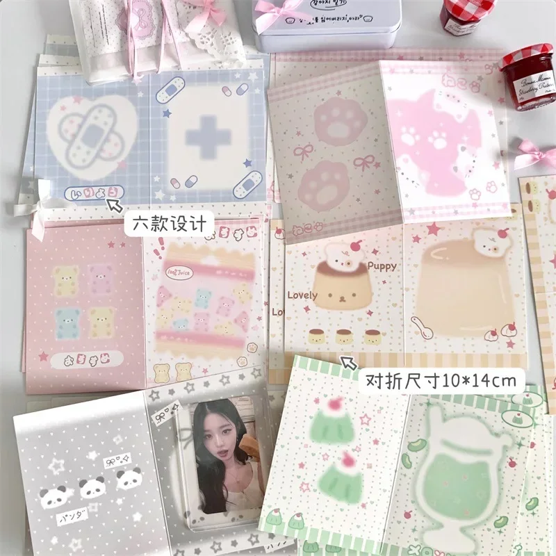 Korean INS Folding Back Card Kpop Idol 3-Inch Photo Card DIY Decor Packing Cardboard Girl Packaging 10Pcs