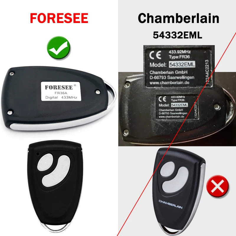 For FORESEE FR1 FR36 FR30 FR36B FR4 FR11 FR32 FR36A FR38 FR42 FR46 433MHz Garage Door Remote Control Hand Transmitter 3