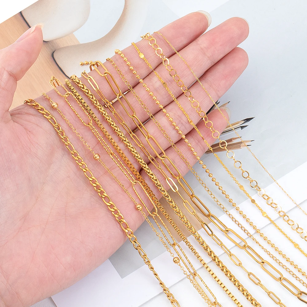 POLAY 2 Metri In Acciaio Inox Oro Rosa/Oro Della Collana Della Catena A Maglia Cavo Alla Rinfusa 2mm Di Larghezza Per I Risultati Della Creazione Di Gioielli Forniture Fai Da Te - Foto 3