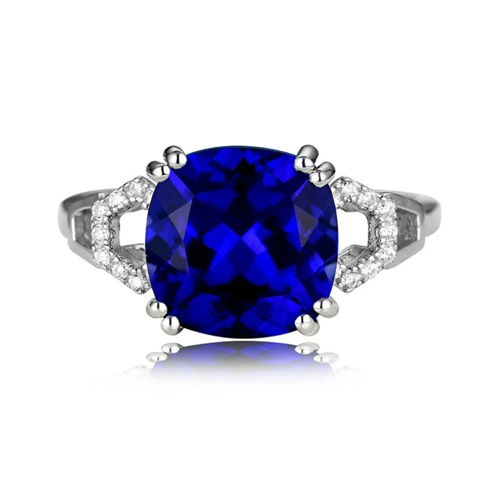 Elegant Women's Sterling Silver Ring with Blue Sapphire, Ruby, and Emerald Inlay