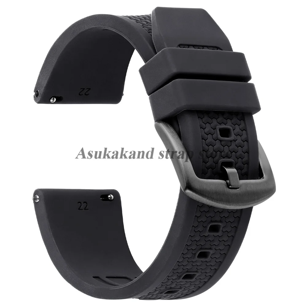 Enhanced Silicone Sport Watch Band with Quick Release - Men's Rubber Bracelet