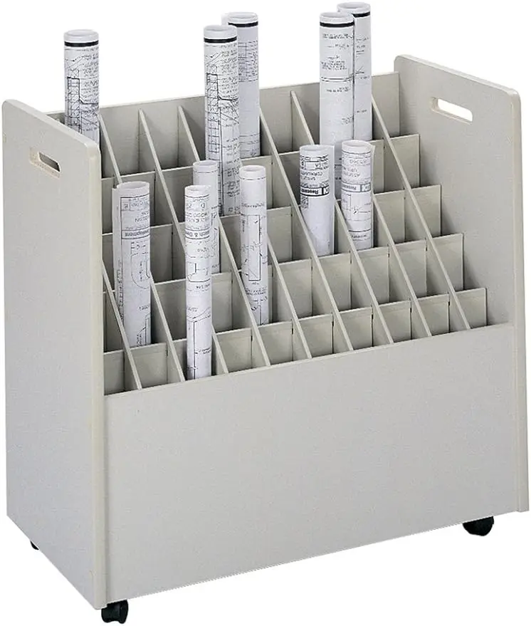 

Compartment Mobile Roll File Cart-2 3/4" Squares-Grandstand Design-Organize & Access Easily-Sturdy Material-4 Casters-50 lbs
