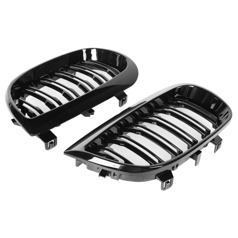 AEA7-프론트 키드니 더블 라인 그릴 스포츠 그릴 교체용-BMW E81 E87 E88 1 시리즈 2004-2007 글로스 블랙