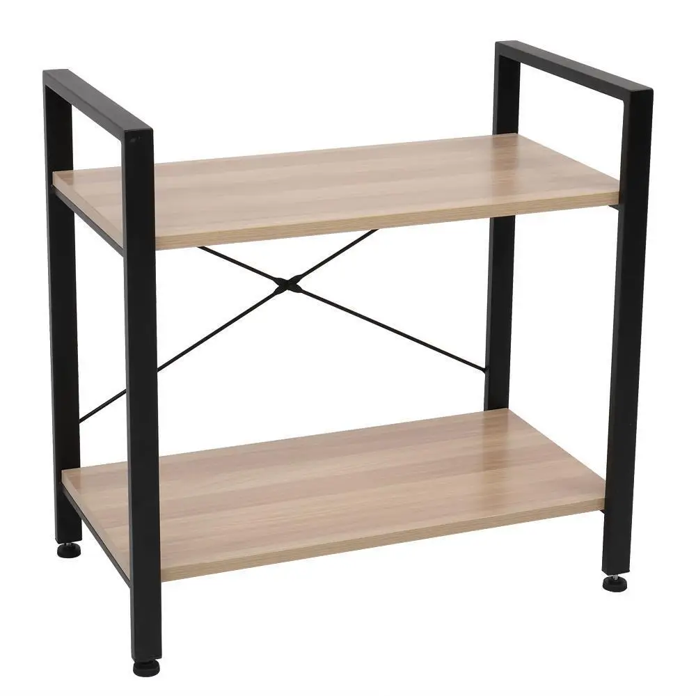 

Bookcase 2-layer wooden metal shelf multifunctional storage rack