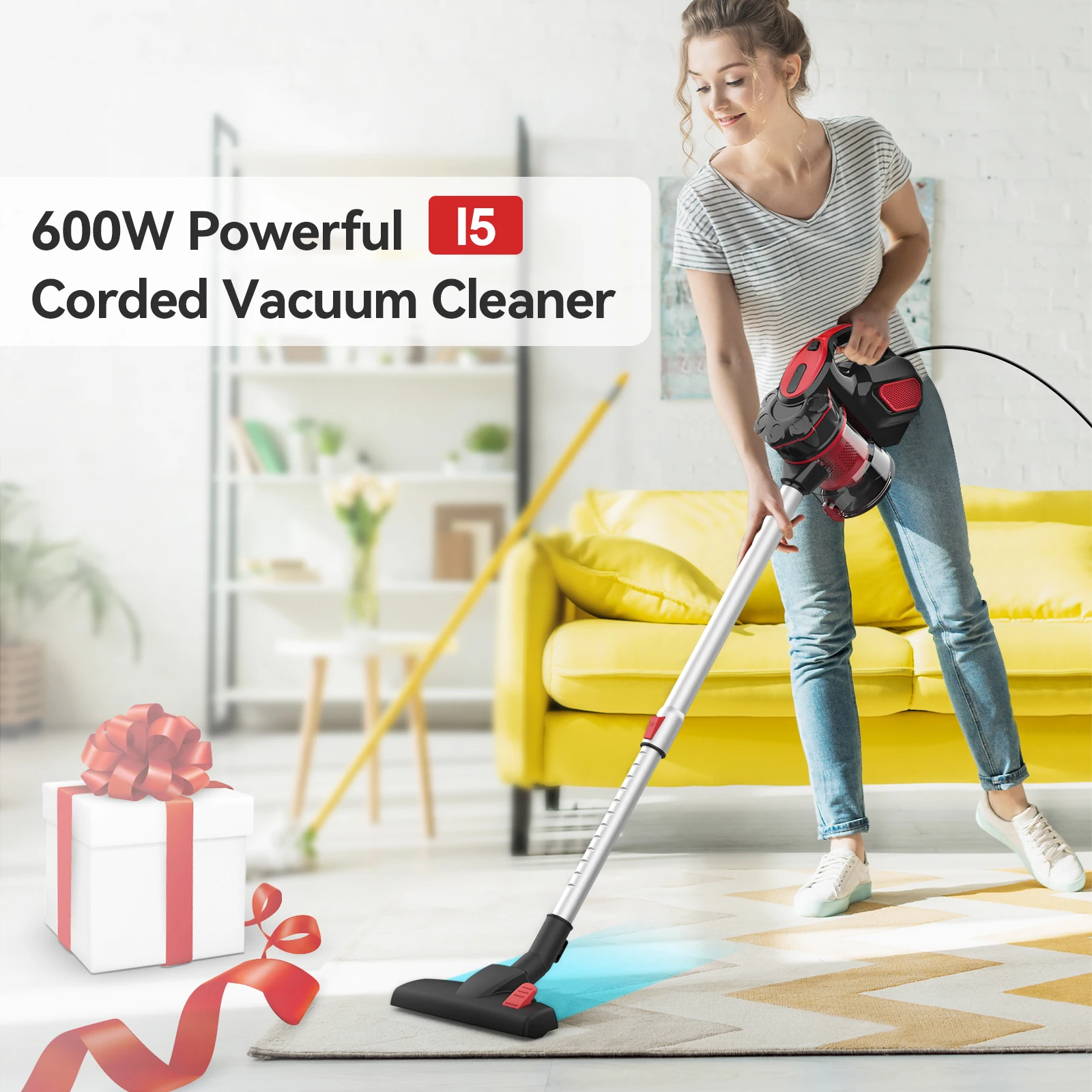 INSE I5 Corded Vacuum Cleaner 600W 18000Pa Powerful 2-in-1 HEPA Filters Handheld Stick Vaccum for Home Carpet Pets Hair Cleaning 2