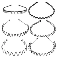 6/1pcs Fashion Metal Hair Band for Men Women Unisex Black Waved Hair Head Hoop Sports Headband Hairband Hair Accessories - Image 3