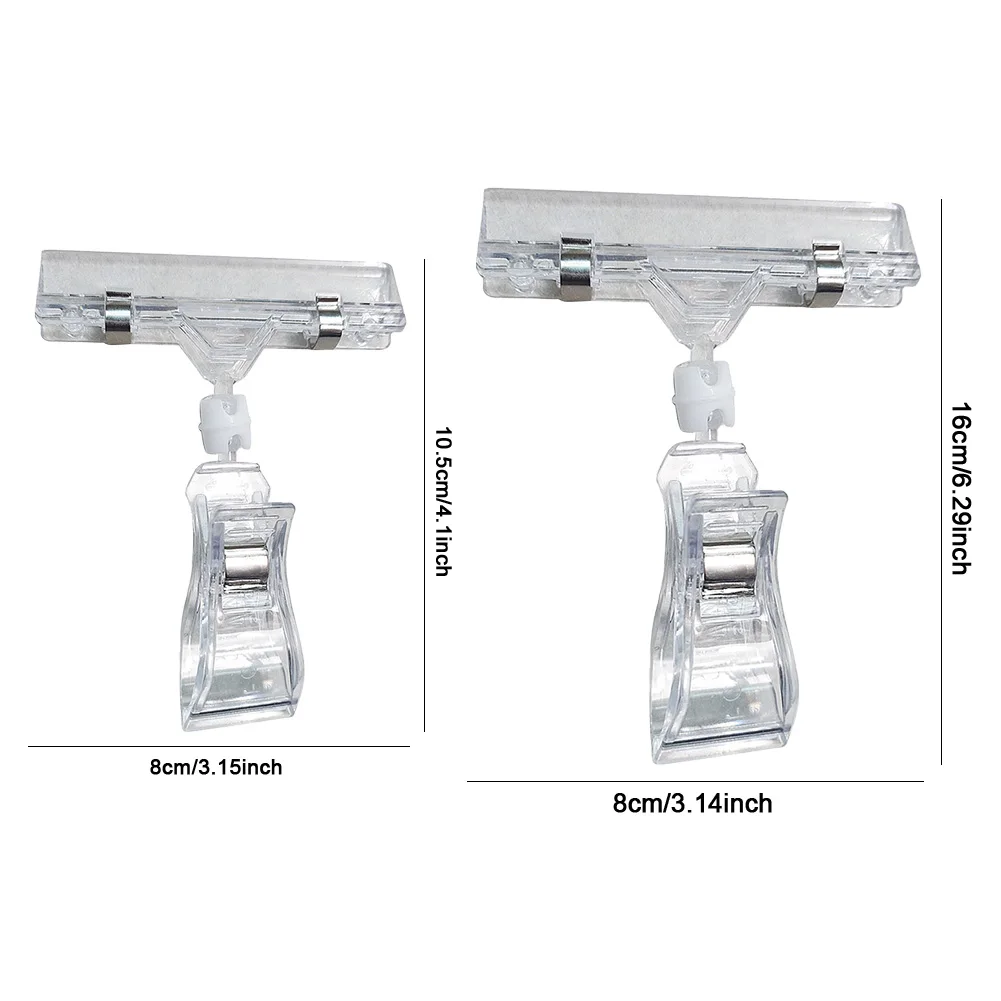 Price Tag Holder Clear Acrylic Merchandise Sign Clips Swivel Label Rack for Supermarkets Supply Store 25Pcs