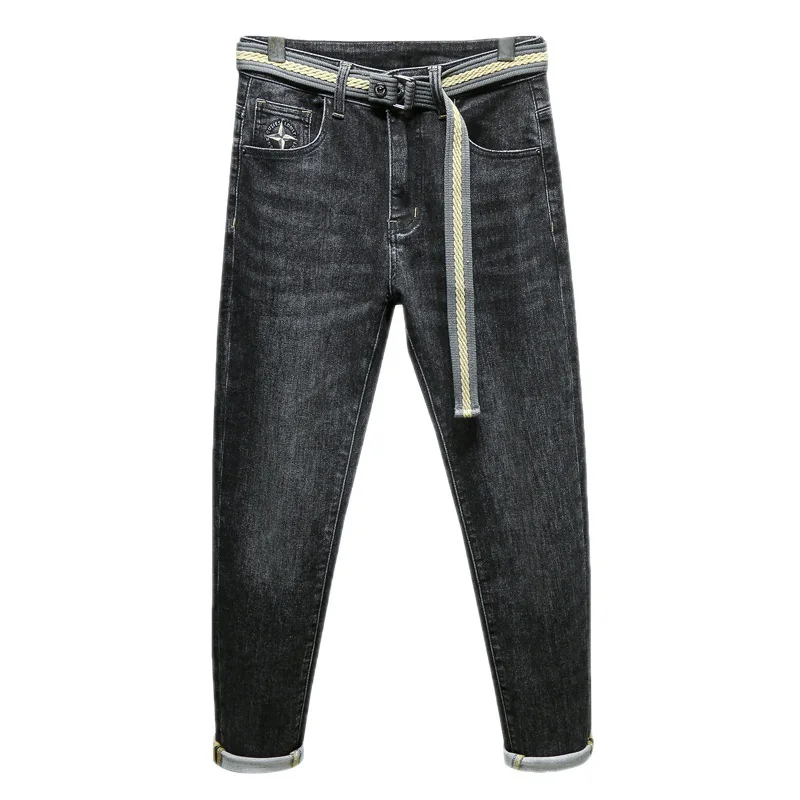 Embroidered printed jeans men fashion brands2024new slim fit skinny stretch micro loose trendy quality high-end long pants