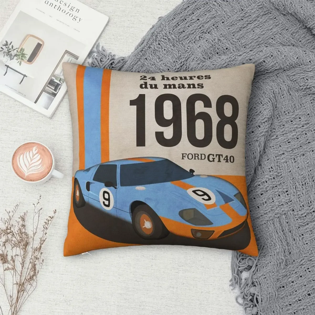 

1968 Le Mans Ford GT40, наволочка, чехол, подушка, комфортная декоративная подушка для дивана, подушки для дома