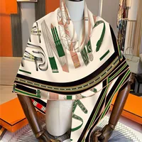 Faux Silk Wool Warm Scarf Women 130x130cm Soft Large Gift Ladies Daily Party Travel Fashion High-End Accessory