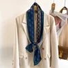Two Sides 14X147cm Luxury Silk Scarf Women Neckerchief Hair Band Ribbon Headband Foulard Floral Bag Neck Ties Narrow Thin Strip 6
