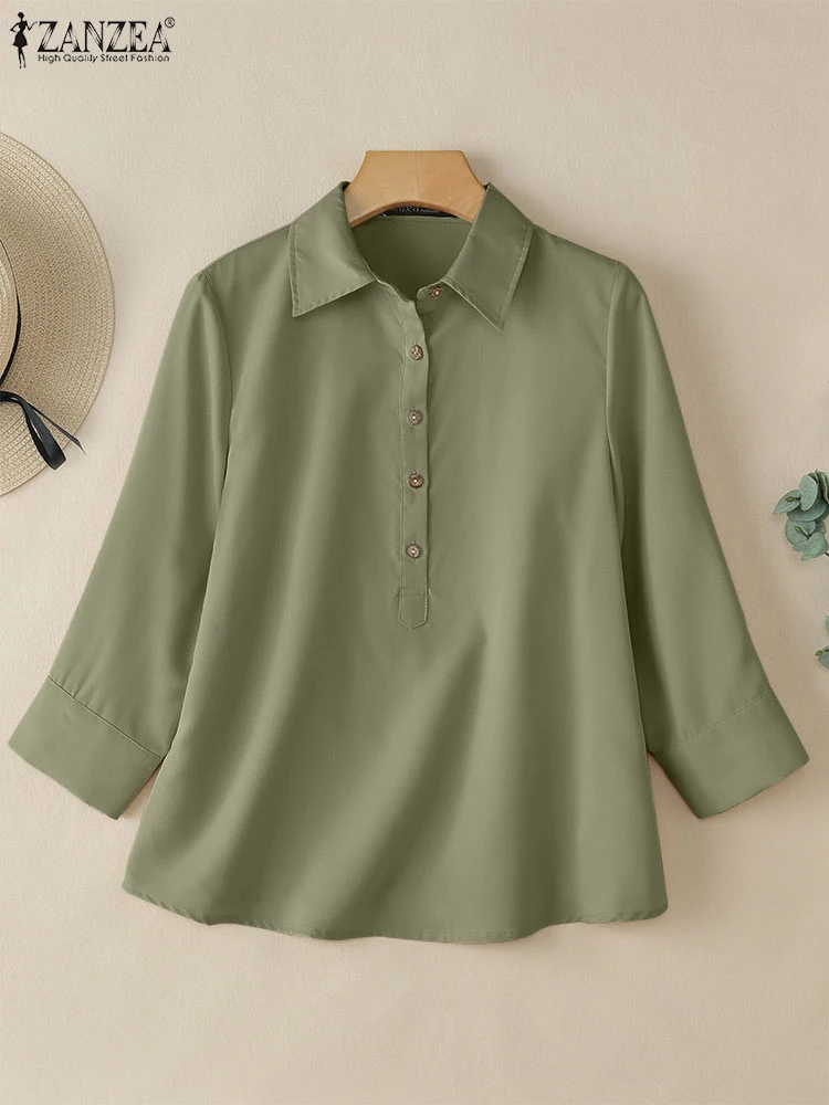  ʱ    繫 ۾ 콺 2025 ZANZEA  3/4  ָ ư ž Ʃ   콺