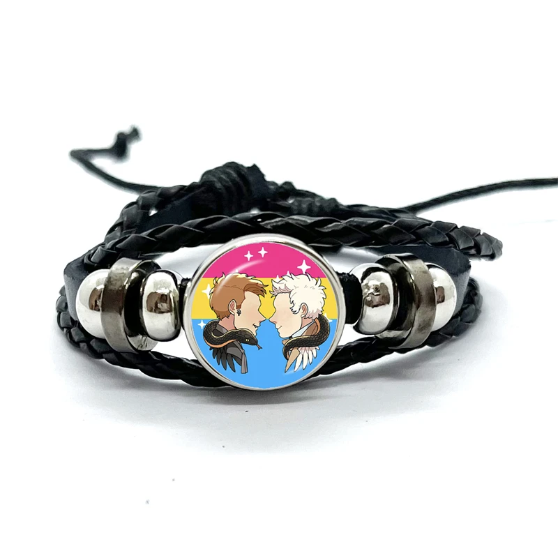 Good omens Leather Bracelets Angel Colourful contexts Funny Multilayer Braided Bracelets Bangles Handmade Jewelry Gifts 4