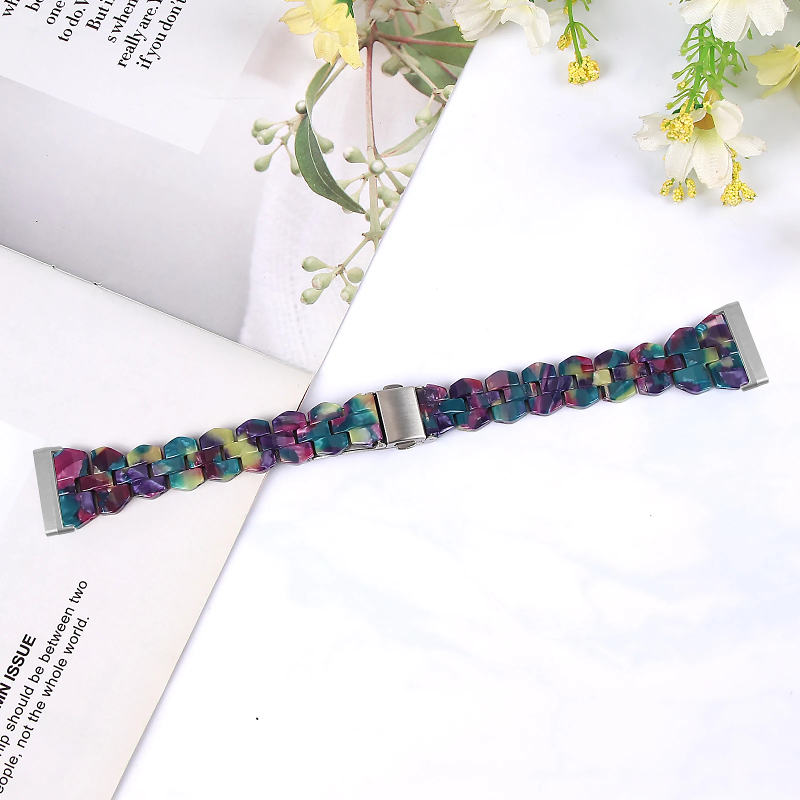 Elegant Resin Wristband with Metal Buckle - Versatile Replacement Bracelet for All-Day Comfort