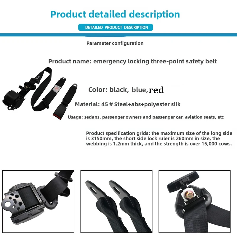 Cintura di Sicurezza a 3 Punti per Auto, Cinghie Protettive di Alta Qualità, Accessori per Cinture Auto - immagine 5